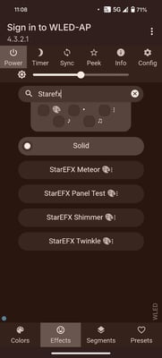 StarEFX App Control Screen 2