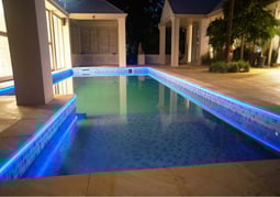 Pool perimeter fibre optic strip lighting